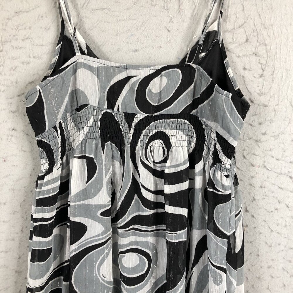 Y2K No Boundaries Top Juniors 11 Black Gray Metallic Babydoll Milkmaid Mod 90s - Picture 15 of 16
